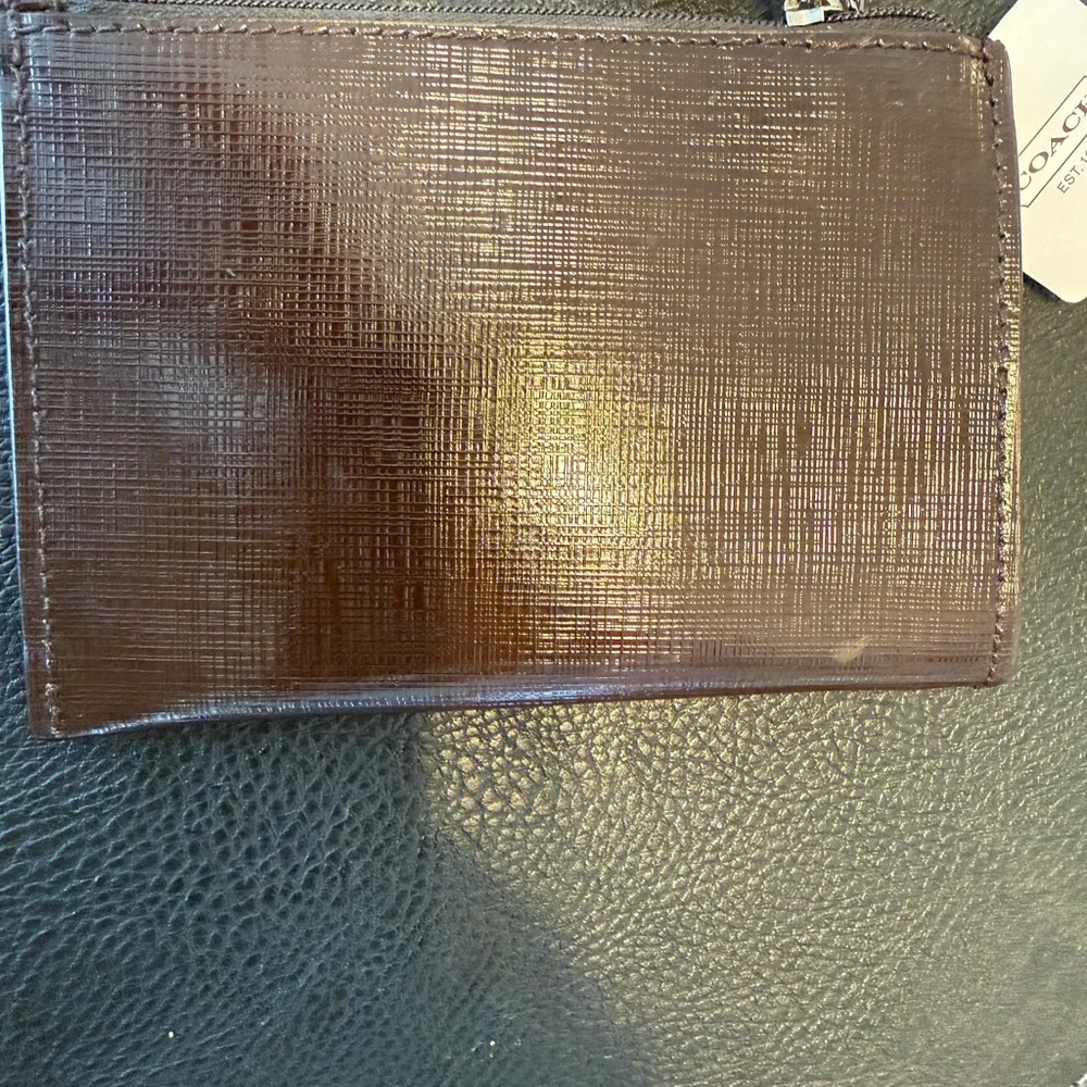 Coach Textured Brown Card Holder - Picture 2 of 3